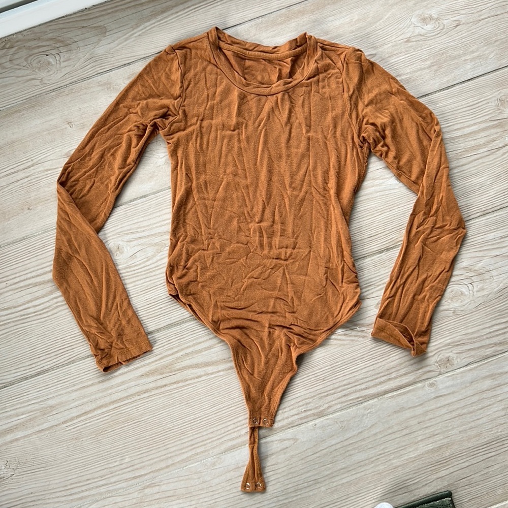 Vitality, brand mustard-colored, long sleeve, bodysuit